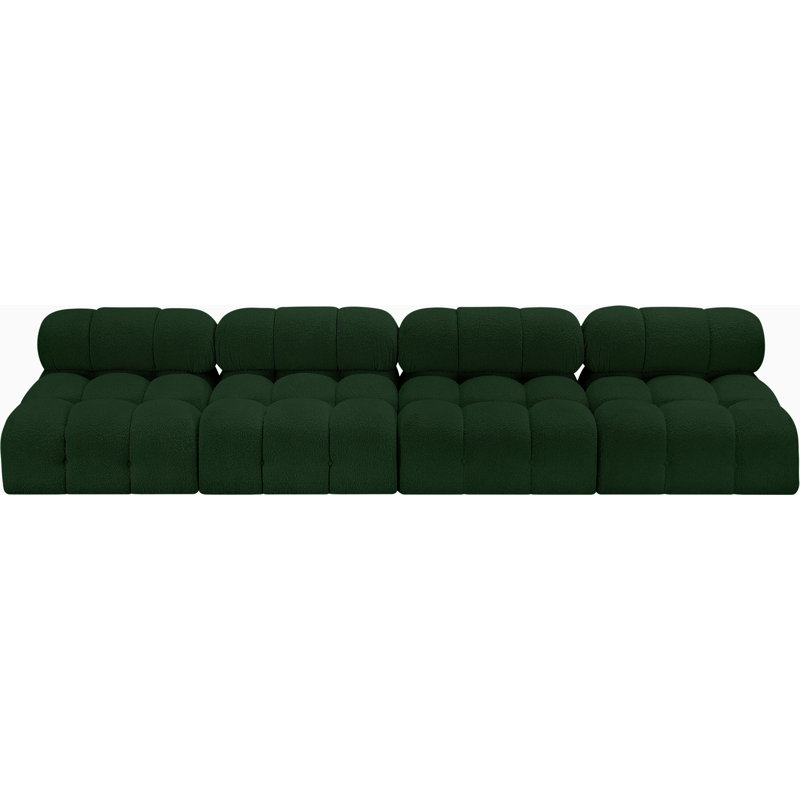 Ames Upholstered Sofa, Green Boucle Fabric, 4 Armless