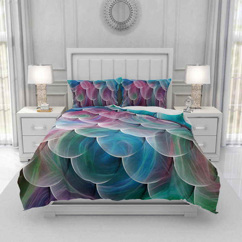  Ensemble de housse de couette Pastel Mermaid Swirl Scales, Housse de couette très grand + 2 taies décoratives