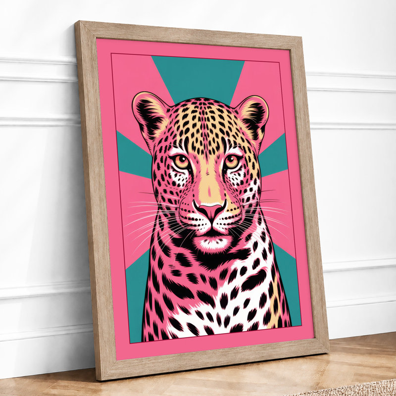 Pop Leopard Modern - Framed Print, A1 - 84.1 x 59.4 cm, Oak