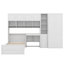 Lit plateforme simple avec tablettes de rangement, bureau et éclairage à DEL, lit plateforme en bois avec armoires, tiroirs et garde-robe-901698173