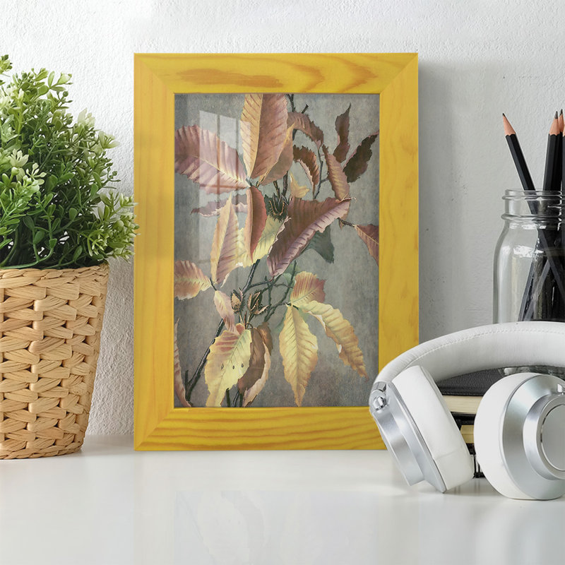 Ancien automne I encadré sur papier, Cadre jaune, L 4 po x H 6 po x P 1 po