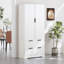 Armoire de cuisine 72 po avec 2 grands tiroirs et un support à épices à 8 portes, organisateur de rangement autoportant pour salle de bain, salle à manger, bureau, entrée, rangement de salle de bain-1601413047