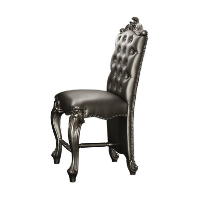 Chaises à hauteur de comptoir (de 2) en argent et platine antique avec ravissante fascination