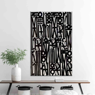 Stunning Retna Songs Of Illumination Script Inspired Graffiti Wall Art For Living Room On Canvas With Contemporary 3D Effect
