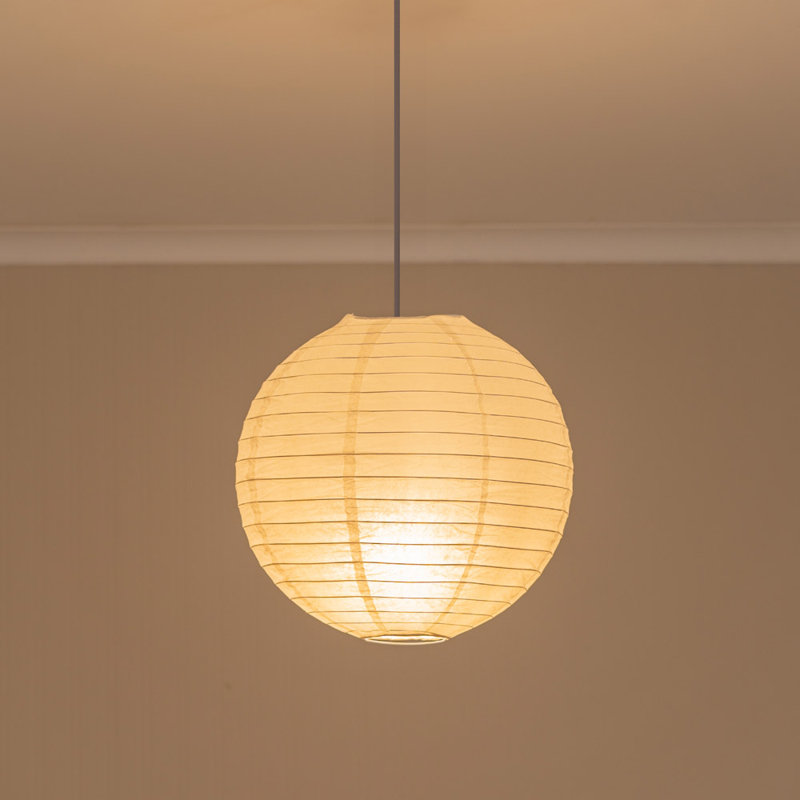 Paper Dome Pendant Shade ( Slip-On ) in White, 26cm H x 30cm W x 30cm D