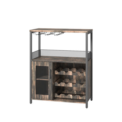 Armoire à vin avec support amovible, porte en filet et pieds réglables, rangement pour boissons alcoolisées à 3 niveaux