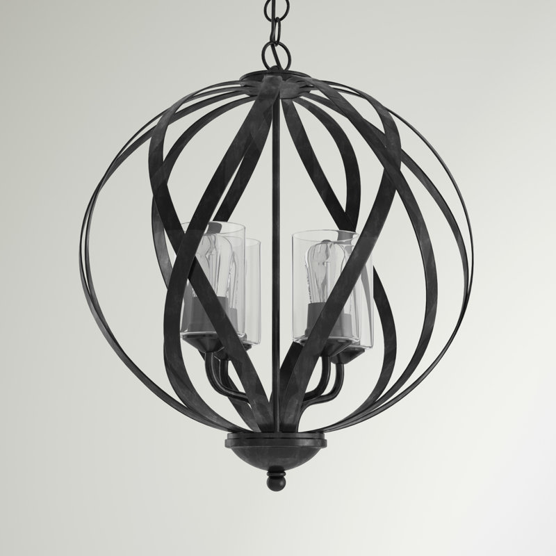 Midnight Bronze 4-Light Globe Chandelier with Clear Glass Shades