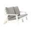 Causeuse avec coussin, canapé de jardin d'extérieur en grain de bois HiPS, blanc / gris