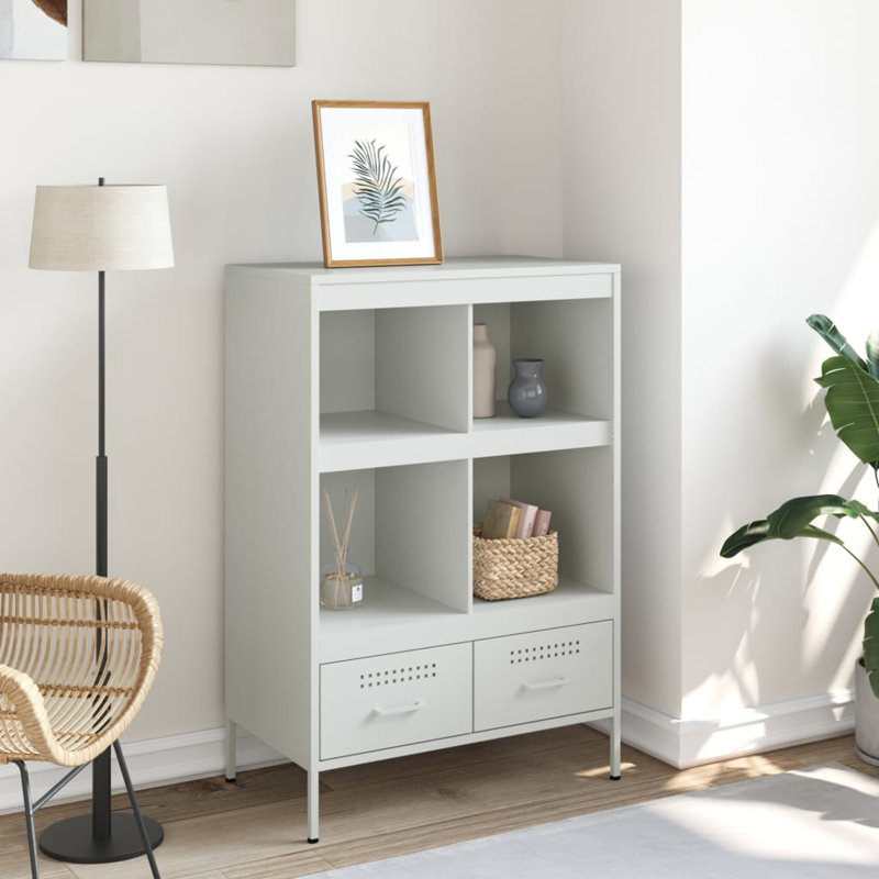 Sharell 101.5cm H x 68cm W Steel Standard Bookcase, White