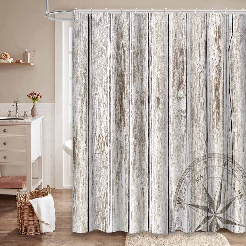 Vieille boussole rétro en bois blanc rétro avec 12 crochets, L 72 po x l 84 po