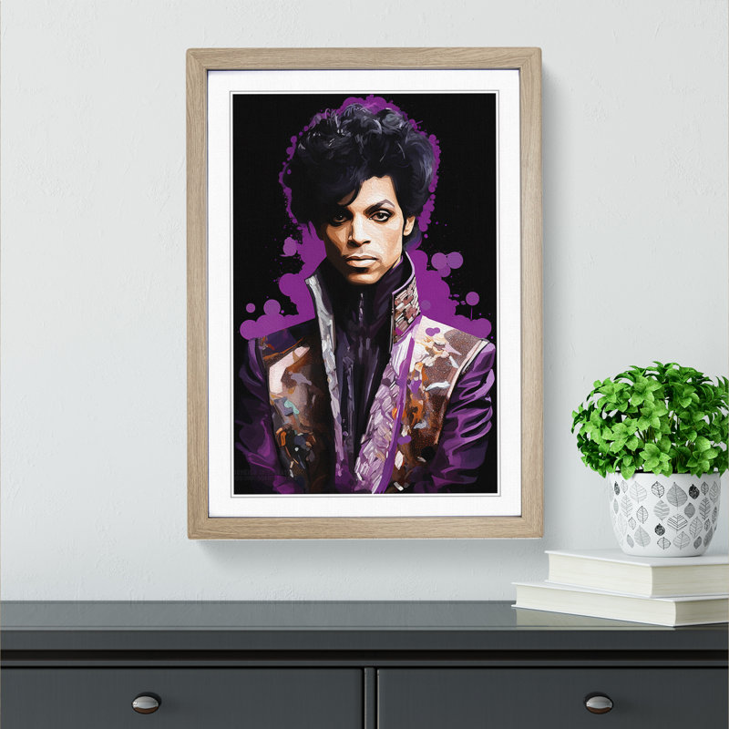 XYZ-FRM-V1223-5303 Prince Art Deco - Single Picture Frame Print on Wood, Oak, 46cm H x 34cm W x 2cm D