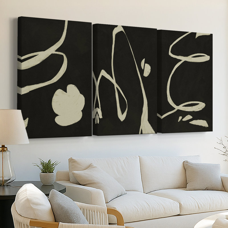 Neutral Spring I  -Custom Wrapped Gallery Canvas - 3 Pieces, 12" H x 24" W