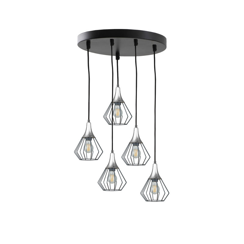 Becraft 5 - Light Cluster Pendant, Black/Silver