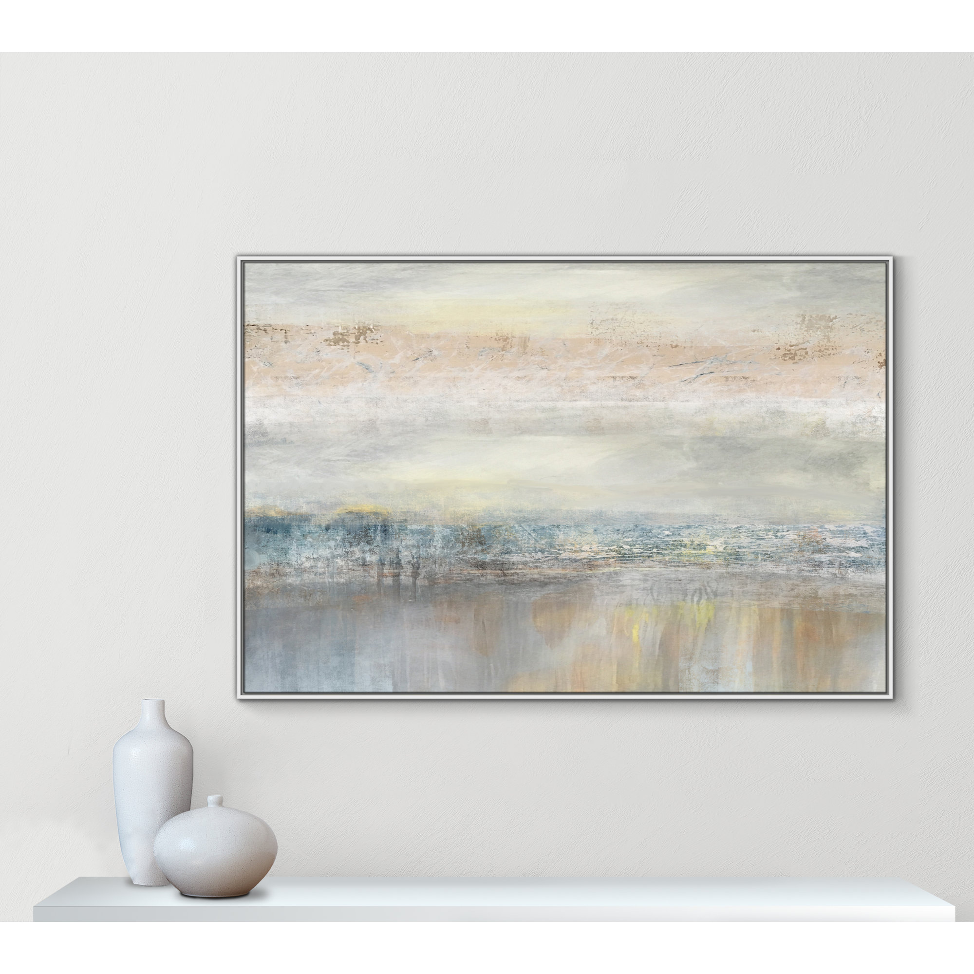 From A Distance by Nan - Painting Print, Silver, 41.5" H x 61.5" W, Picture Framed Canvas