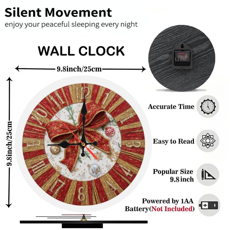 Horloge-Avec-Illuminée-Hiver-Village-Scène