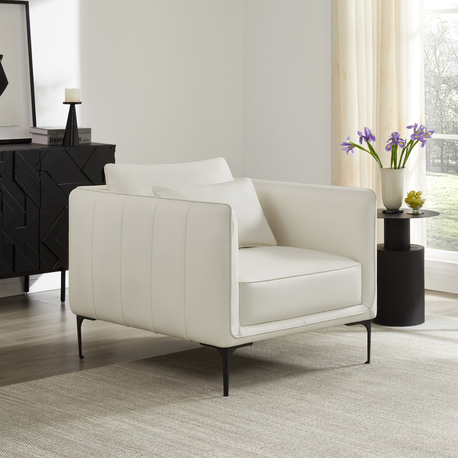 Rae Genuine Leather Armchair, Impression White Top Grain Leather