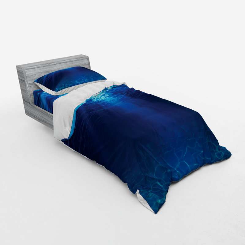 Ensemble de housse de couette moderne et contemporain en microfibre bleu marine / bleu marine