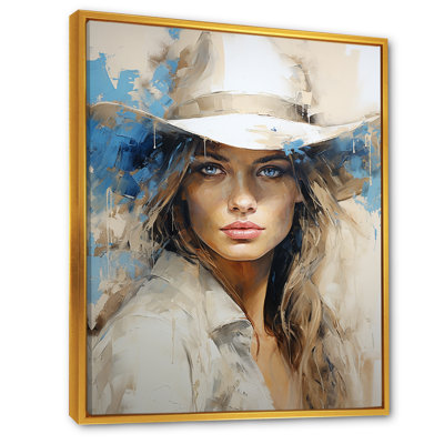 " Minimalism Blue Cowgirl Painting I "