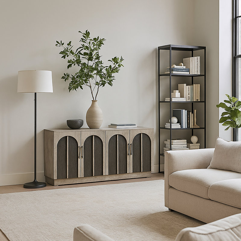 Wood Four Door Credenza