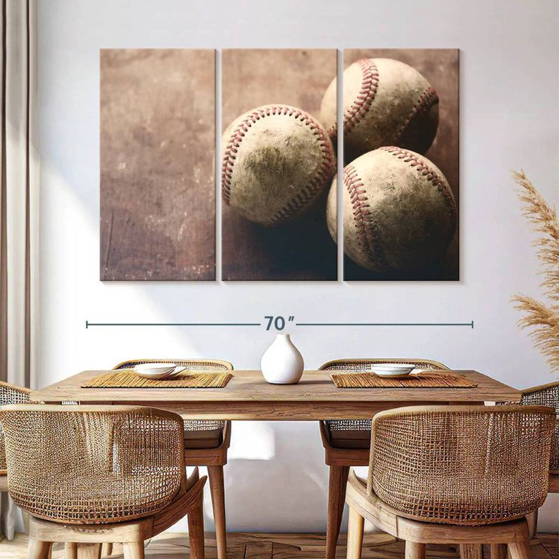 Trio de baseball Sireci, H 42 po x l 65 po