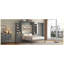 Lit escamotable double avec tablettes et tiroirs de rangement intégrés, lit mural peu encombrant, gris