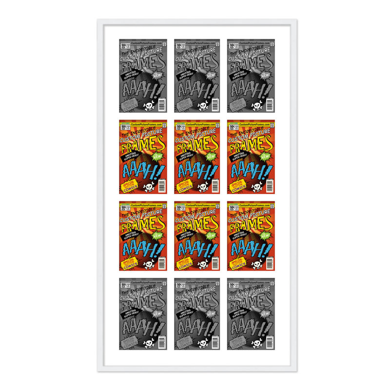 Cadre photo, Blanc / blanc, 44 po x 25,75 po, 6,875 po x 10,5 po