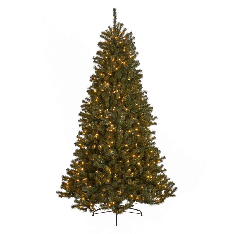7FT Noble Hinged Tree With/Without Lights, Clear/White, Pre-Lit