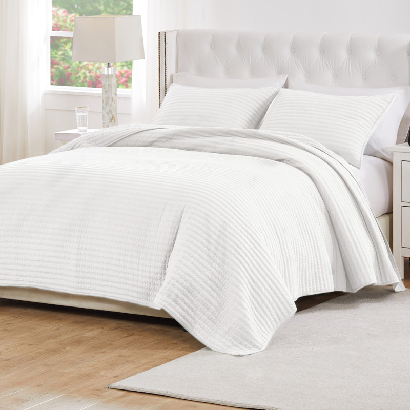 Greenland Home Fashions Vineyard White 2-Piece Twin Size Quilt Set 68x88 + 20x26, Twin Quilt + 1 Standard Sham