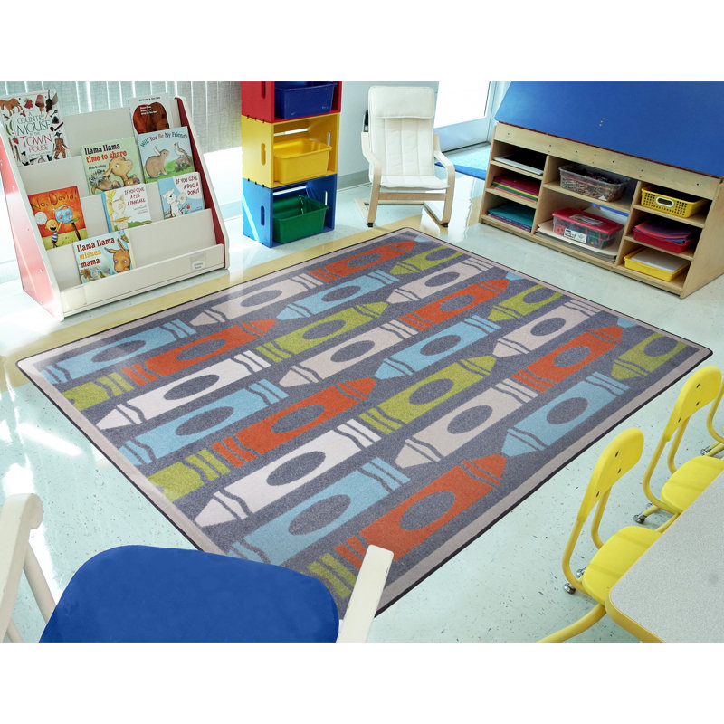 Tapis à motif de crayons géants Playful, Rectangle 5 pi 4 po x 7 pi 8 po