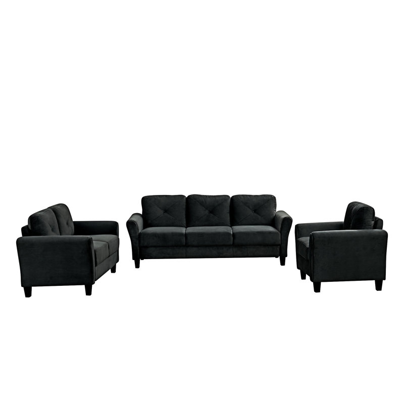 Upholstered Sofa Set, Black