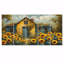 Jaune jaune brun champ de tournesols à la grange - ensemble d'art mural tournesols-280126535