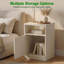 Ensemble de 2 tables de chevet modernes en bois beige de 15,7 po de largeur avec porte et tablette-206883910-206883908