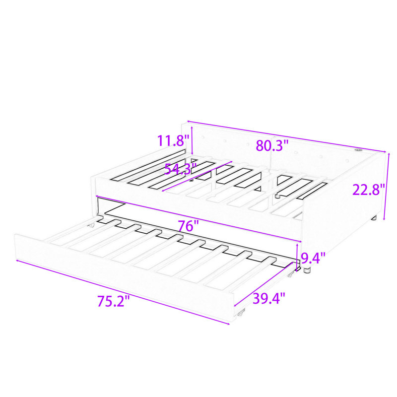Lit plateforme tapissier Alfkil, Double