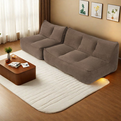 Canapés modulaires à compression, 225 cm (88,5 pouces) en velours côtelé brun, mobilier de maison moderne