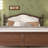 Queen Pine wooden Bed with Upholstered Headboard  and Panel Footboard, with  Two Bed Rail Support Feet and Central Platform Support Feet ,Walnut