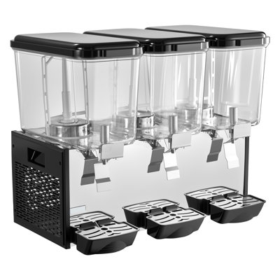 Commercial Beverage Dispenser 3 Tanks 18 L / 19 QT Per Tank, Stainless Steel Juice Dispenser, Ice Tea Drink Machine with 45℉ to 54℉ Cooling Temperature, for Cold Drink Restaurant Bar Party