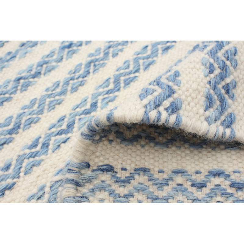 Tapis décoratif en laine noué à la main de conception unique noué à la main New Age à tissé plat/bleu foncé 12 pi x 17 pi 9 po