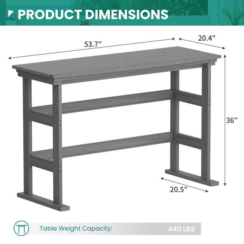 2-Person Hdpe Patio Bar Dining Table