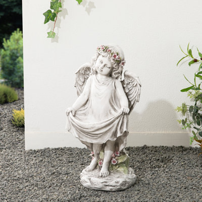 21"H MGO Angel Garden Statue with Birdfeeder