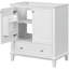 Base de meuble-lavabo blanc 30 po, armoire multifonctionnelle avec portes et tiroir, bois massif, tablette réglable, base à assembler requise, 1 assemblage, style moderne-799973744