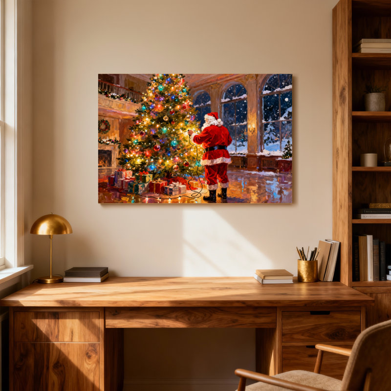 Arbre de Noël de Noël père Noël avec lumières, H 12 po x l 18 po