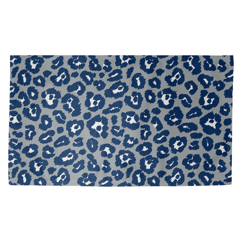 Tapis gris / bleu à imprimé animal, Rectangle 3 pi x 5 pi