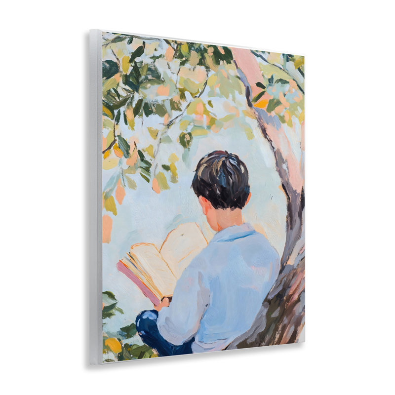 Garçon lisant dans la nature, plaque murale, design par The Prints Vibe