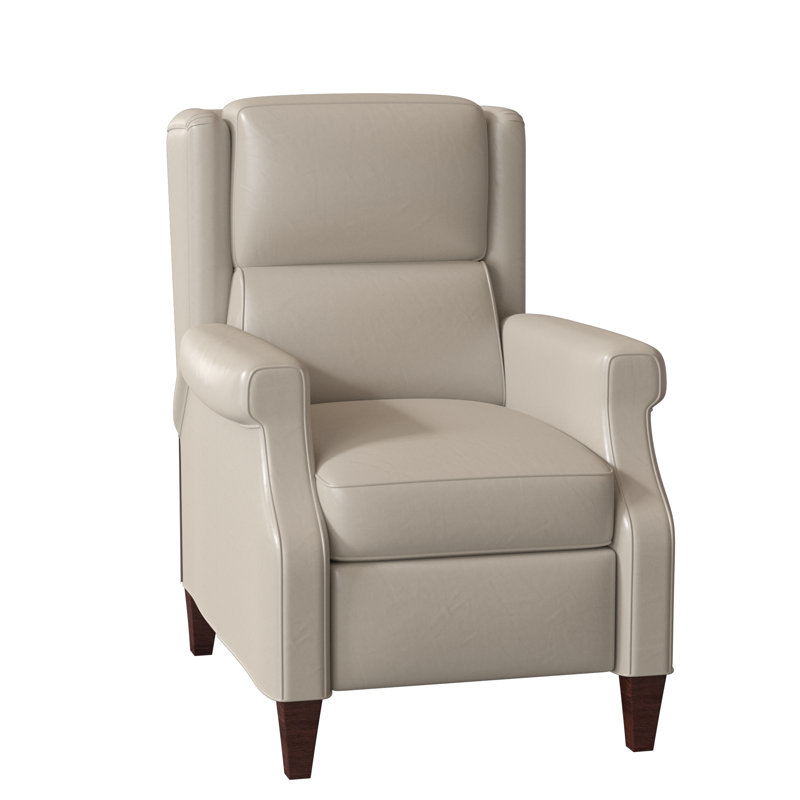 Gallaway Recliner, Manual, Mahogany, Aline Light Gray Stonewash Genuine Leather