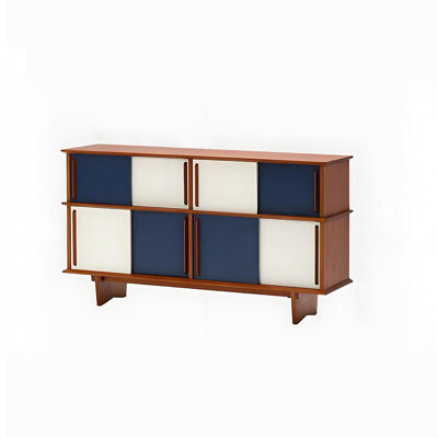 59.84"Color Blocking Solid Wood Cherry Entryway Cabinet