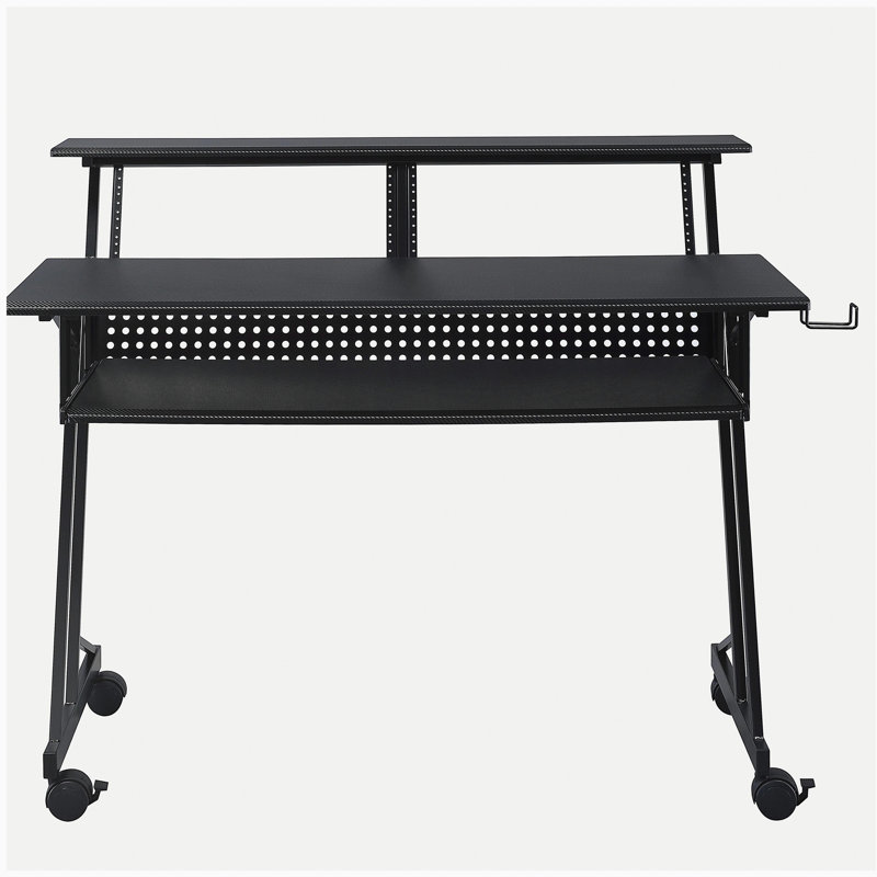 Bureau de studio noir avec plateau pour clavier