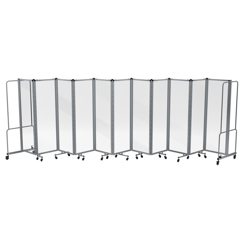 Paravent mobile de qualité supérieure en acrylique transparent Otis, cadre gris, H 72 po x l 256 po x P 0,2 po