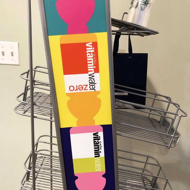 Grand présentoir à jus de boisson pour bouteilles de vin, graphiques inclus, compatible avec Vitaminwater