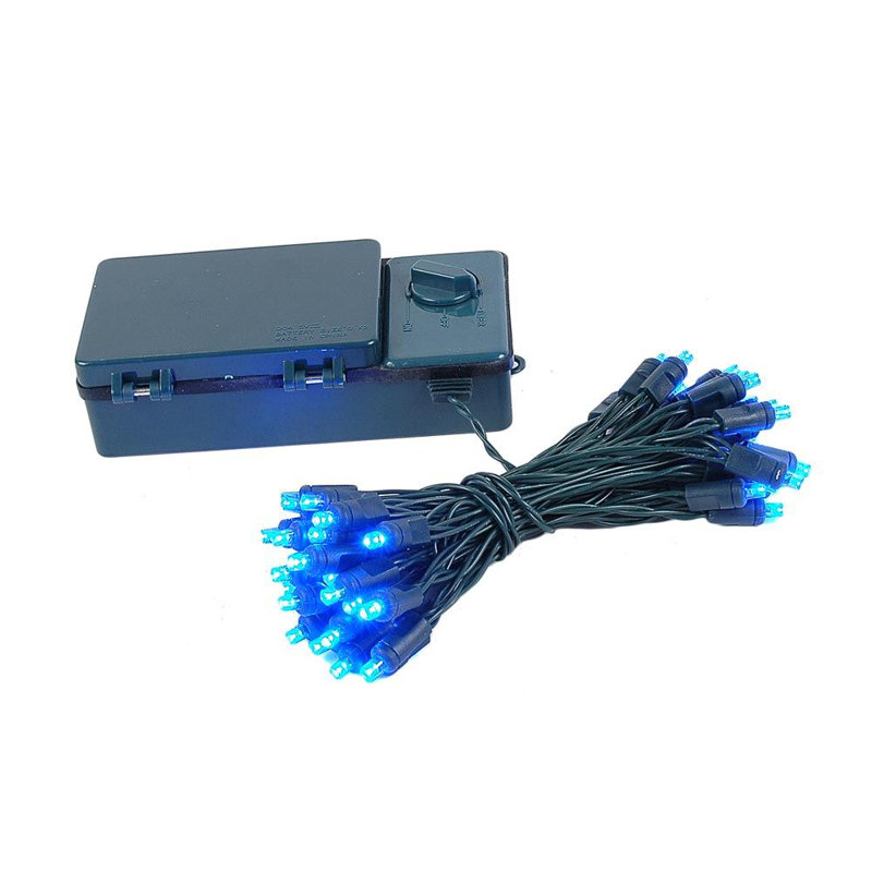 Ashfield Outdoor 50 - Bulb 4'' Battery Powered LED Wide Angle LED String Light, Blue, Green