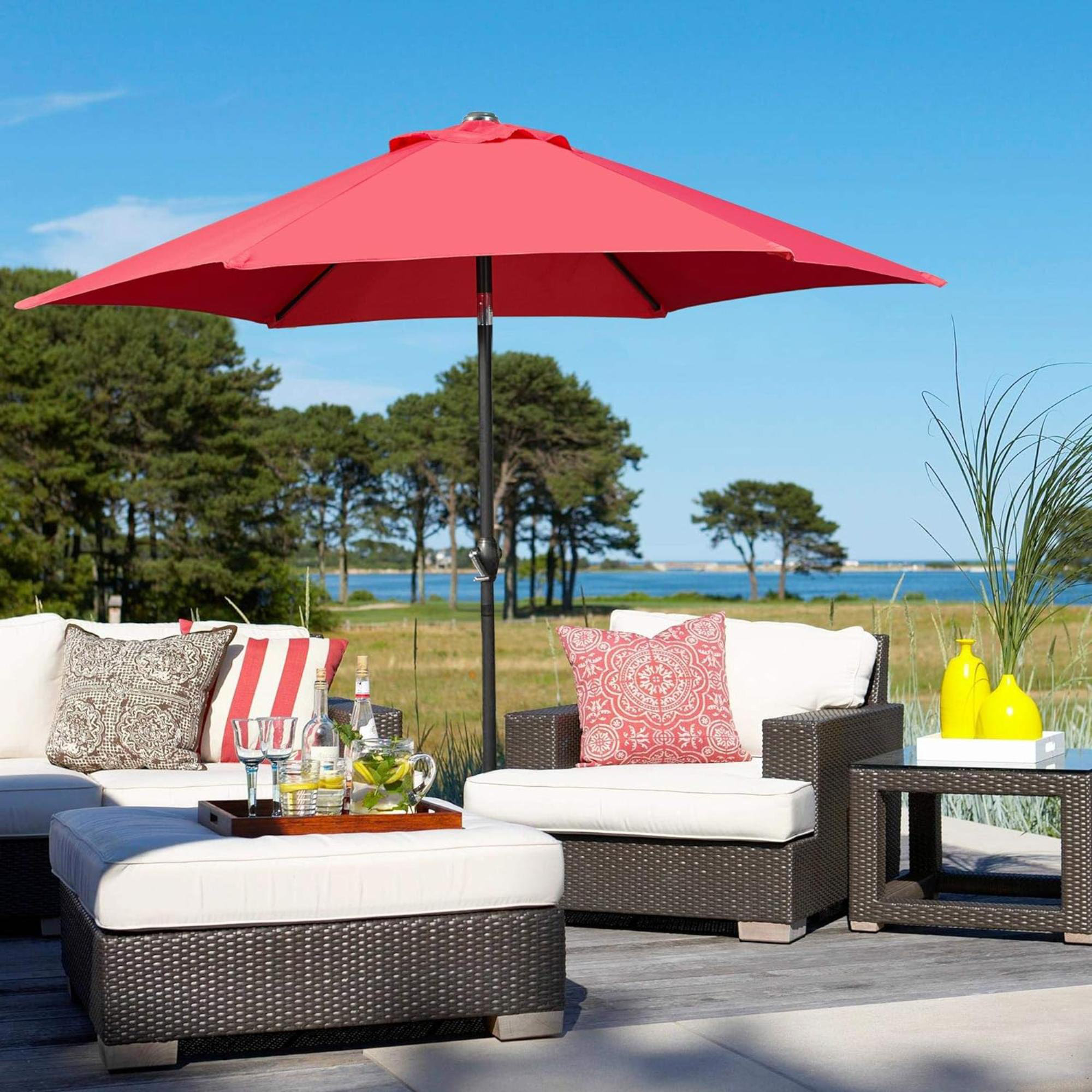 Ebern Designs 7.5FT Patio Umbrella Outdoor Market Table Umbrella With 6 ...